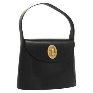 DIOR Shoulder Bag Leather Black Gold